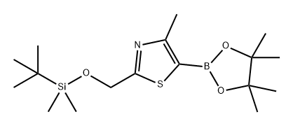 Thiazole, 2-[[[(1,1-dimethylethyl)dimethylsilyl]oxy]methyl]-4-methyl-5-(4,4,5,5-tetramethyl-1,3,2-dioxaborolan-2-yl)- Structure