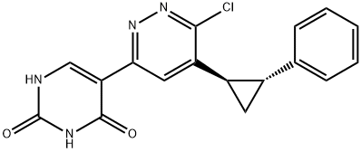 2,4(1H,3H)-Pyrimidinedione, 5-[6-chloro-5-[(1R,2R)-2-phenylcyclopropyl]-3-pyridazinyl]- Structure