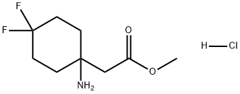 Cyclohexaneacetic acid, 1-amino-4,4-difluoro-, methyl ester, hydrochloride (1:1) 구조식 이미지