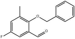 Benzaldehyde, 5-fluoro-3-methyl-2-(phenylmethoxy)- Structure