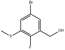 Benzenemethanol, 5-bromo-2-fluoro-3-(methylthio)- Structure