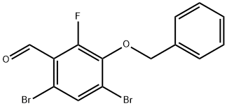 Benzaldehyde, 4,6-dibromo-2-fluoro-3-(phenylmethoxy)- Structure