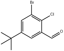 Benzaldehyde, 3-bromo-2-chloro-5-(1,1-dimethylethyl)- Structure