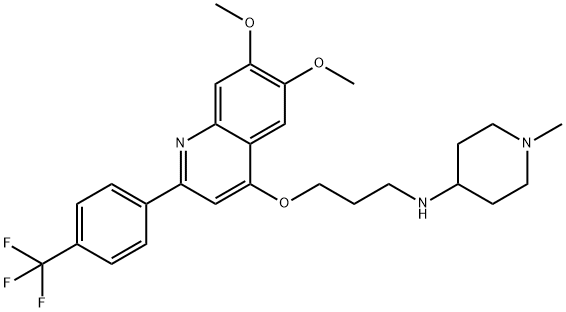 4-Piperidinamine, N-[3-[[6,7-dimethoxy-2-[4-(trifluoromethyl)phenyl]-4-quinolinyl]oxy]propyl]-1-methyl- Structure