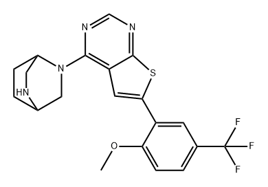 2,5-Diazabicyclo[2.2.2]octane, 2-[6-[2-methoxy-5-(trifluoromethyl)phenyl]thieno[2,3-d]pyrimidin-4-yl]- Structure