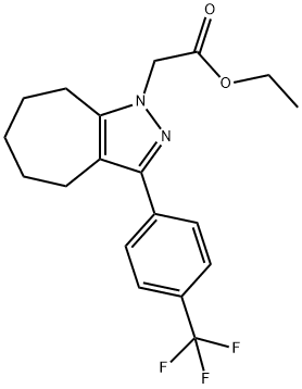 1(4H)-Cycloheptapyrazoleacetic acid, 5,6,7,8-tetrahydro-3-[4-(trifluoromethyl)phenyl]-, ethyl ester Structure