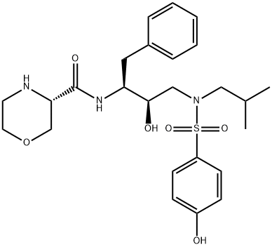 3-Morpholinecarboxamide, N-[(1S,2R)-2-hydroxy-3-[[(4-hydroxyphenyl)sulfonyl](2-methylpropyl)amino]-1-(phenylmethyl)propyl]-, (3S)- Structure