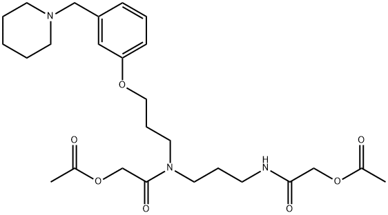 2-(Acetyloxy)-N-[3-[[2-(acetyloxy)acetyl]amino]propyl]-N-[3-[3-(1-piperidinylmethyl)phenoxy]propyl]acetamide 구조식 이미지