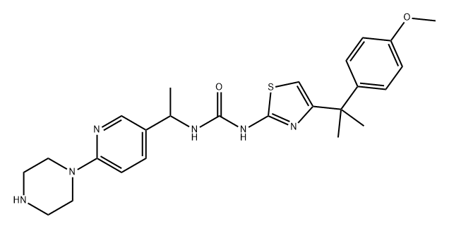 Urea, N-[4-[1-(4-methoxyphenyl)-1-methylethyl]-2-thiazolyl]-N'-[1-[6-(1-piperazinyl)-3-pyridinyl]ethyl]- Structure