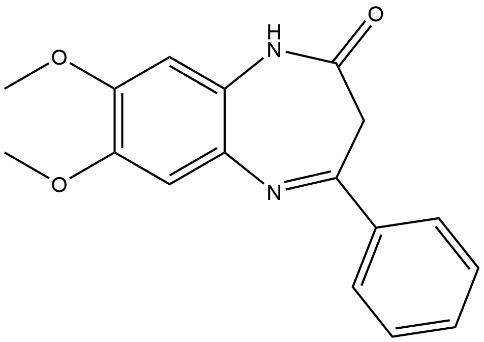 1,3-Dihydro-7,8-dimethoxy-4-phenyl-2H-1,5-benzodiazepin-2-one Structure