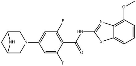 Benzamide, 4-(3,6-diazabicyclo[3.1.1]hept-3-yl)-2,6-difluoro-N-(4-methoxy-2-benzothiazolyl)- Structure