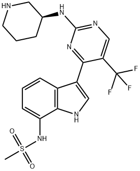 Methanesulfonamide, N-[3-[2-[(3S)-3-piperidinylamino]-5-(trifluoromethyl)-4-pyrimidinyl]-1H-indol-7-yl]- Structure