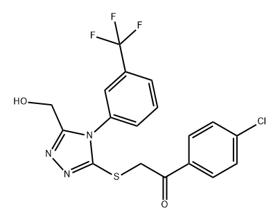 Ethanone, 1-(4-chlorophenyl)-2-[[5-(hydroxymethyl)-4-[3-(trifluoromethyl)phenyl]-4H-1,2,4-triazol-3-yl]thio]- Structure