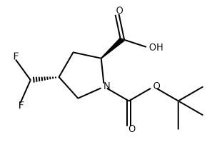 1,2-Pyrrolidinedicarboxylic acid, 4-(difluoromethyl)-, 1-(1,1-dimethylethyl) ester, (2S,4R)- Structure