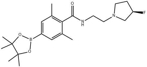 Benzamide, N-[2-[(3R)-3-fluoro-1-pyrrolidinyl]ethyl]-2,6-dimethyl-4-(4,4,5,5-tetramethyl-1,3,2-dioxaborolan-2-yl)- Structure