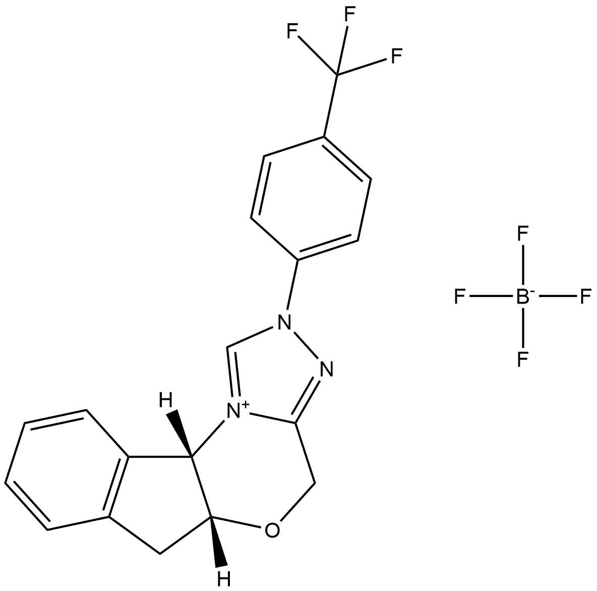 4H,6H-Indeno[2,1-b][1,2,4]triazolo[4,3-d][1,4]oxazinium, 5a,10b-dihydro-2-[4-(trifluoromethyl)phenyl]-, (5aR,10bS)-, tetrafluoroborate(1-) (1:1) Structure