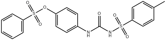 Benzenesulfonamide, 4-methyl-N-[[[4-[(phenylsulfonyl)oxy]phenyl]amino]carbonyl]- Structure