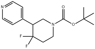 1-Piperidinecarboxylic acid, 4,4-difluoro-3-(4-pyridinyl)-, 1,1-dimethylethyl ester 구조식 이미지