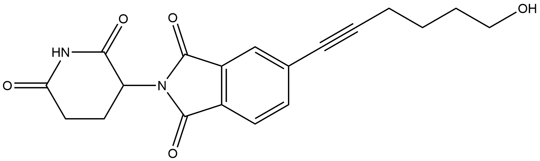 2-(2,6-Dioxo-3-piperidinyl)-5-(6-hydroxy-1-hexyn-1-yl)-1H-isoindole-1,3(2H)-dione (ACI) Structure