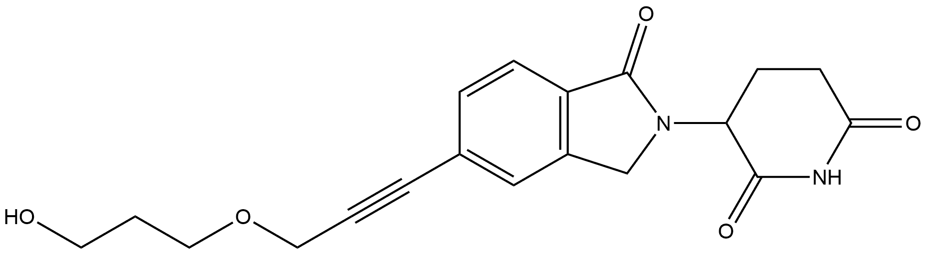 3-[1,3-Dihydro-5-[3-(3-hydroxypropoxy)-1-propyn-1-yl]-1-oxo-2H-isoindol-2-yl]-2,6-piperidinedione (ACI) Structure