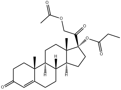 Pregn-4-ene-3,20-dione, 21-(acetyloxy)-17-(1-oxopropoxy)- Structure