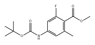 Benzoic acid, 4-[[(1,1-dimethylethoxy)carbonyl]amino]-2-fluoro-6-methyl-, methyl ester 구조식 이미지