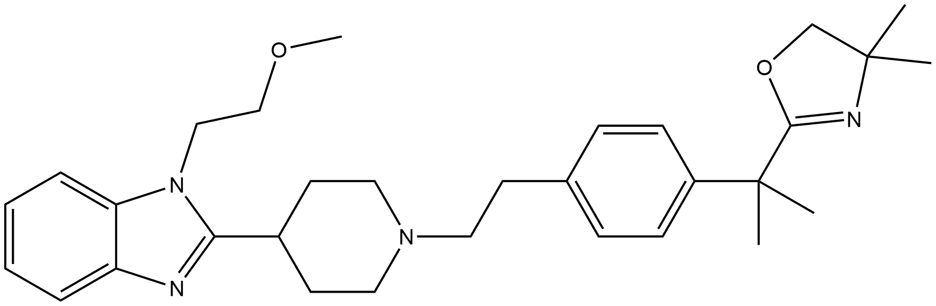 2-[1-[2-[4-[1-(4,5-Dihydro-4,4-dimethyl-2-oxazolyl)-1-methylethyl]phenyl]ethyl]-4-piperidinyl]-1-(2-methoxyethyl)-1H-benzimidazole Structure