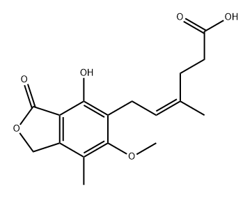 4-Hexenoic acid, 6-(1,3-dihydro-4-hydroxy-6-methoxy-7-methyl-3-oxo-5-isobenzofuranyl)-4-methyl-, (4Z)- Structure