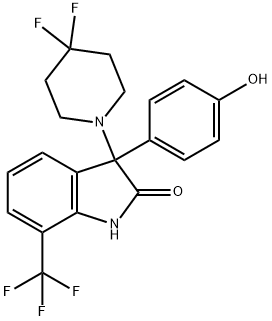 2H-Indol-2-one, 3-(4,4-difluoro-1-piperidinyl)-1,3-dihydro-3-(4-hydroxyphenyl)-7-(trifluoromethyl)- Structure