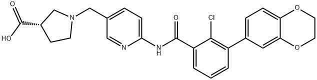 3-Pyrrolidinecarboxylic acid, 1-[[6-[[2-chloro-3-(2,3-dihydro-1,4-benzodioxin-6-yl)benzoyl]amino]-3-pyridinyl]methyl]-, (3S)- Structure