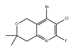 5H-Pyrano[4,3-b]pyridine, 4-bromo-3-chloro-2-fluoro-7,8-dihydro-7,7-dimethyl- Structure
