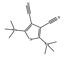 3,4-Thiophenedicarbonitrile, 2,5-bis(trimethylstannyl)- Structure