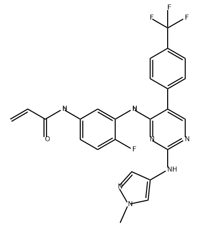 2-Propenamide, N-[4-fluoro-3-[[2-[(1-methyl-1H-pyrazol-4-yl)amino]-5-[4-(trifluoromethyl)phenyl]-4-pyrimidinyl]amino]phenyl]- 구조식 이미지