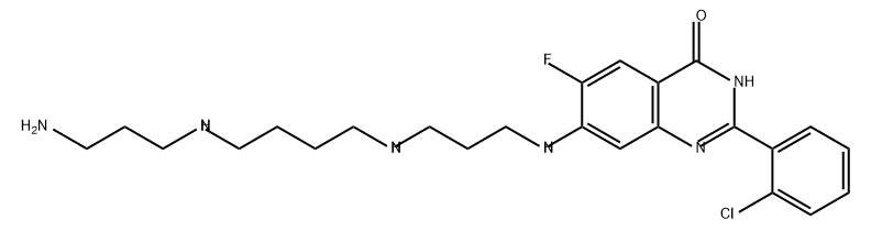 4(3H)-Quinazolinone, 7-[[3-[[4-[(3-aminopropyl)amino]butyl]amino]propyl]amino]-2-(2-chlorophenyl)-6-fluoro- 구조식 이미지