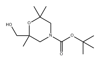 4-Morpholinecarboxylic acid, 2-(hydroxymethyl)-2,6,6-trimethyl-, 1,1-dimethylethyl ester 구조식 이미지