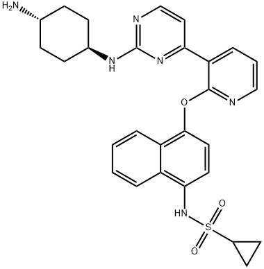 Cyclopropanesulfonamide, N-[4-[[3-[2-[(trans-4-aminocyclohexyl)amino]-4-pyrimidinyl]-2-pyridinyl]oxy]-1-naphthalenyl]- Structure