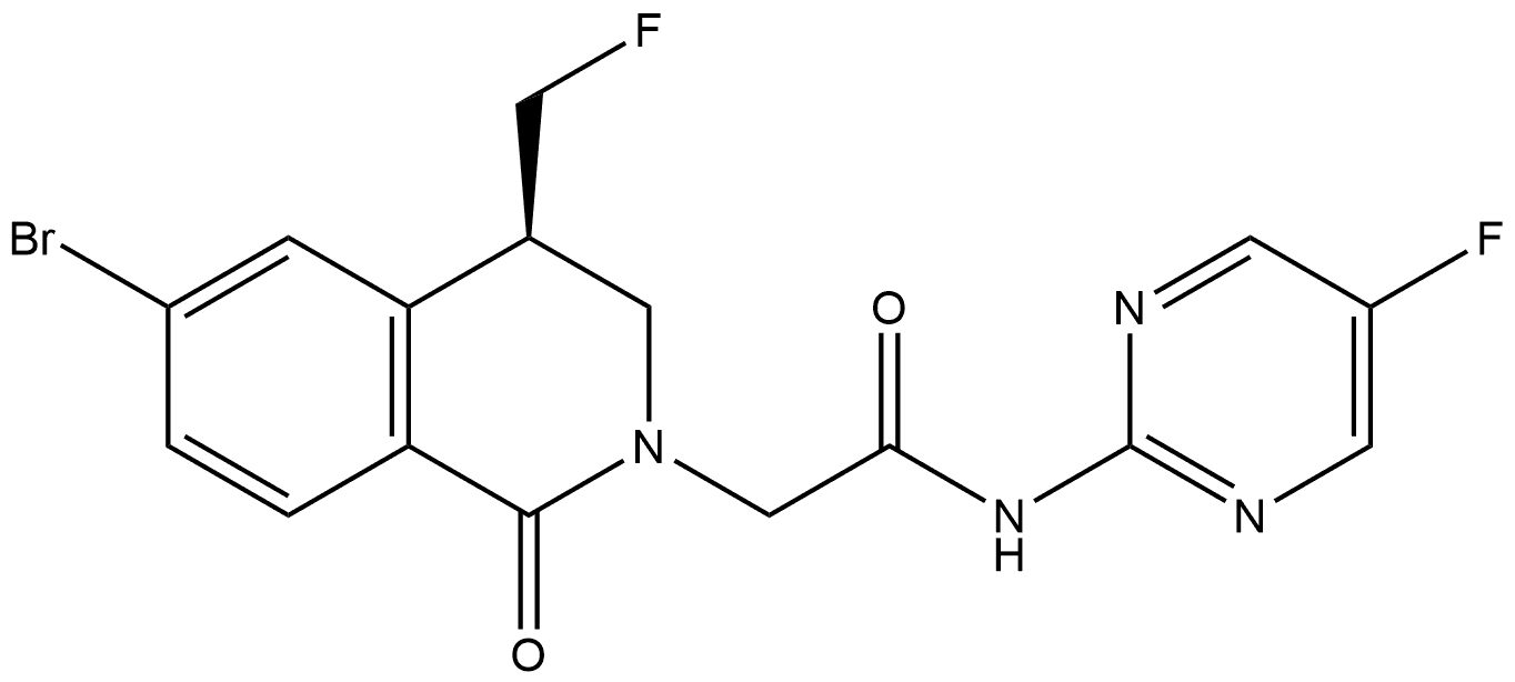 2-[(4R)-6-bromo-4-(fluoromethyl)-1-oxo-3,4-dihydroisoquinolin-2-yl]-N-(5-fluoropyrimidin-2-yl)acetamide Structure