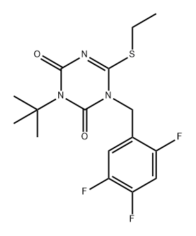 1,3,5-Triazine-2,4(1H,3H)-dione, 3-(1,1-dimethylethyl)-6-(ethylthio)-1-[(2,4,5-trifluorophenyl)methyl]- Structure