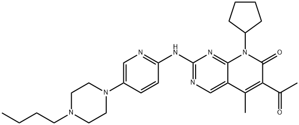 Pyrido[2,3-d]pyrimidin-7(8H)-one, 6-acetyl-2-[[5-(4-butyl-1-piperazinyl)-2-pyridinyl]amino]-8-cyclopentyl-5-methyl- Structure