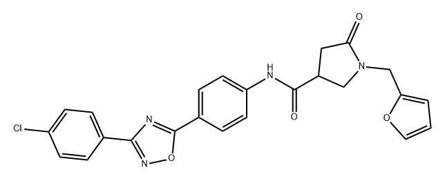 3-Pyrrolidinecarboxamide, N-[4-[3-(4-chlorophenyl)-1,2,4-oxadiazol-5-yl]phenyl]-1-(2-furanylmethyl)-5-oxo- Structure
