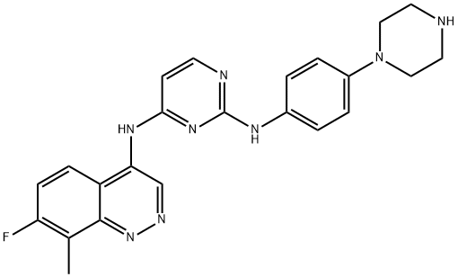 2,4-Pyrimidinediamine, N4-(7-fluoro-8-methyl-4-cinnolinyl)-N2-[4-(1-piperazinyl)phenyl]- Structure