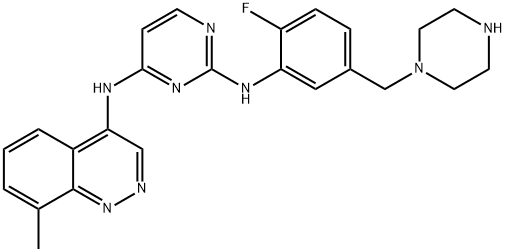 2,4-Pyrimidinediamine, N2-[2-fluoro-5-(1-piperazinylmethyl)phenyl]-N4-(8-methyl-4-cinnolinyl)- Structure