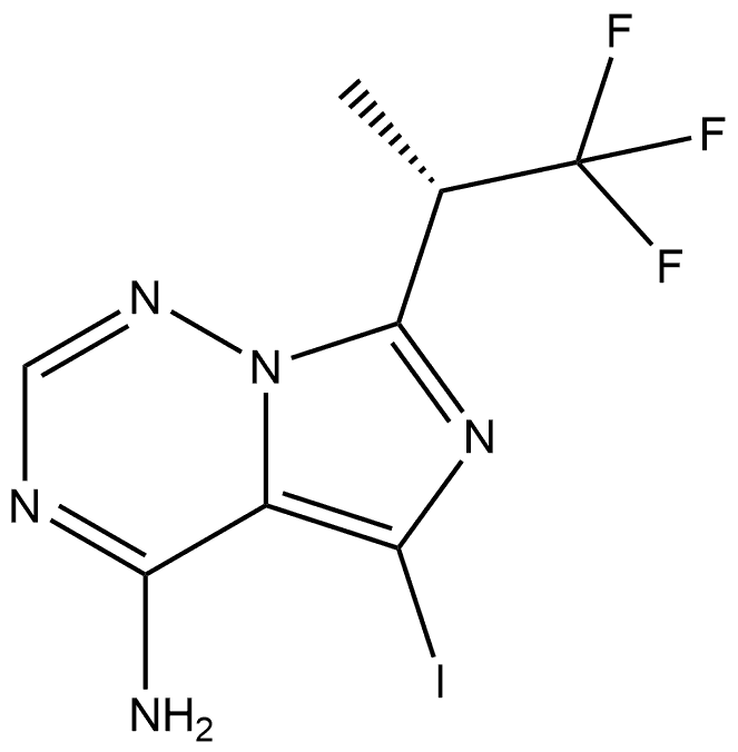 (S)-5-Iodo-7-(2,2,2-trifluoro-1-methyl-ethyl)-imidazo[5,1-f][1,2,4]triazin-4-ylamine Structure