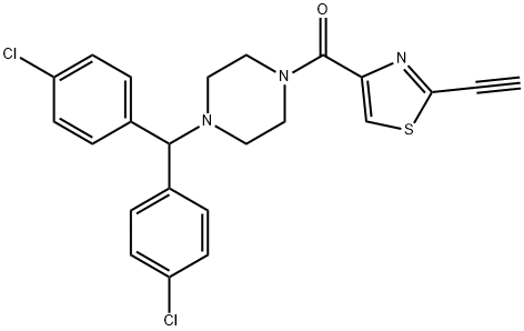 Methanone, [4-[bis(4-chlorophenyl)methyl]-1-piperazinyl](2-ethynyl-4-thiazolyl)- Structure