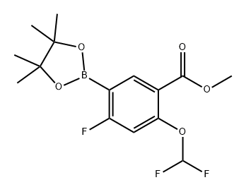 Benzoic acid, 2-(difluoromethoxy)-4-fluoro-5-(4,4,5,5-tetramethyl-1,3,2-dioxaborolan-2-yl)-, methyl ester 구조식 이미지