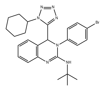 2-Quinazolinamine, 3-(4-bromophenyl)-4-(1-cyclohexyl-1H-tetrazol-5-yl)-N-(1,1-dimethylethyl)-3,4-dihydro- Structure