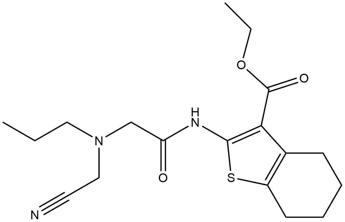 ethyl 2-[[2-[cyanomethyl(propyl)amino]acetyl]amino]-4,5,6,7-tetrahydrobenzothiophene-3-carboxylate 구조식 이미지