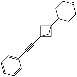 2H-Pyran, tetrahydro-4-[3-(2-phenylethynyl)bicyclo[1.1.1]pent-1-yl]- Structure