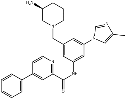 2-Pyridinecarboxamide, N-[3-[[(3S)-3-amino-1-piperidinyl]methyl]-5-(4-methyl-1H-imidazol-1-yl)phenyl]-4-phenyl- Structure