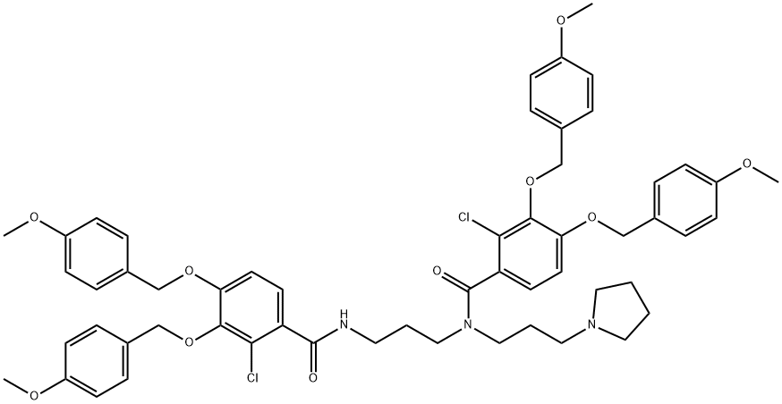 Benzamide, 2-chloro-N-[3-[[2-chloro-3,4-bis[(4-methoxyphenyl)methoxy]benzoyl]amino]propyl]-3,4-bis[(4-methoxyphenyl)methoxy]-N-[3-(1-pyrrolidinyl)propyl]- Structure